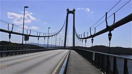 Crossing the 1078m Storda Bridge to the island of Føyno, 13.7 miles into the ride